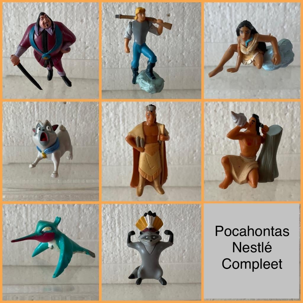 8x Disney pocahontas mini figuurtjes los of in 1 koop, Ophalen of Verzenden, Pocahontas of Kl. Zeemeermin, Zo goed als nieuw, Beeldje of Figuurtje