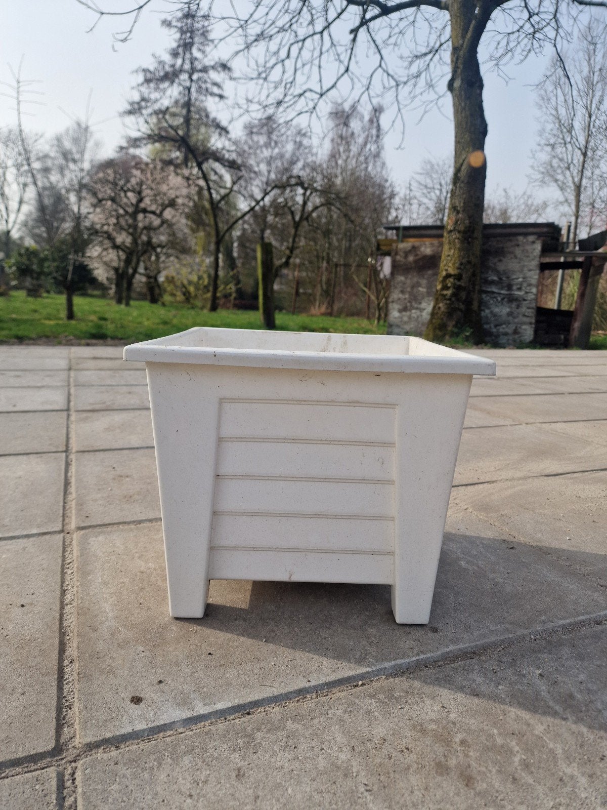 Witte bloempot plastic vierkant, Ophalen, Kunststof, Minder dan 25 cm, Minder dan 40 cm