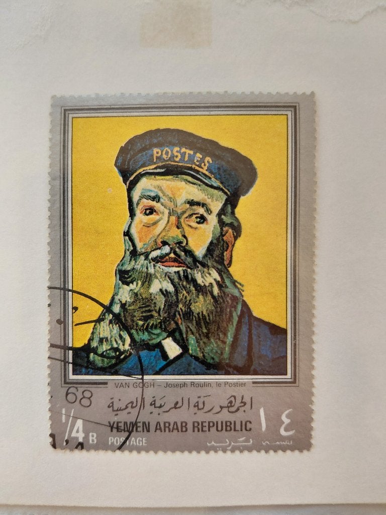 Yemen Vincent van Gogh postbode, Verzenden, Gestempeld, Overige thema's