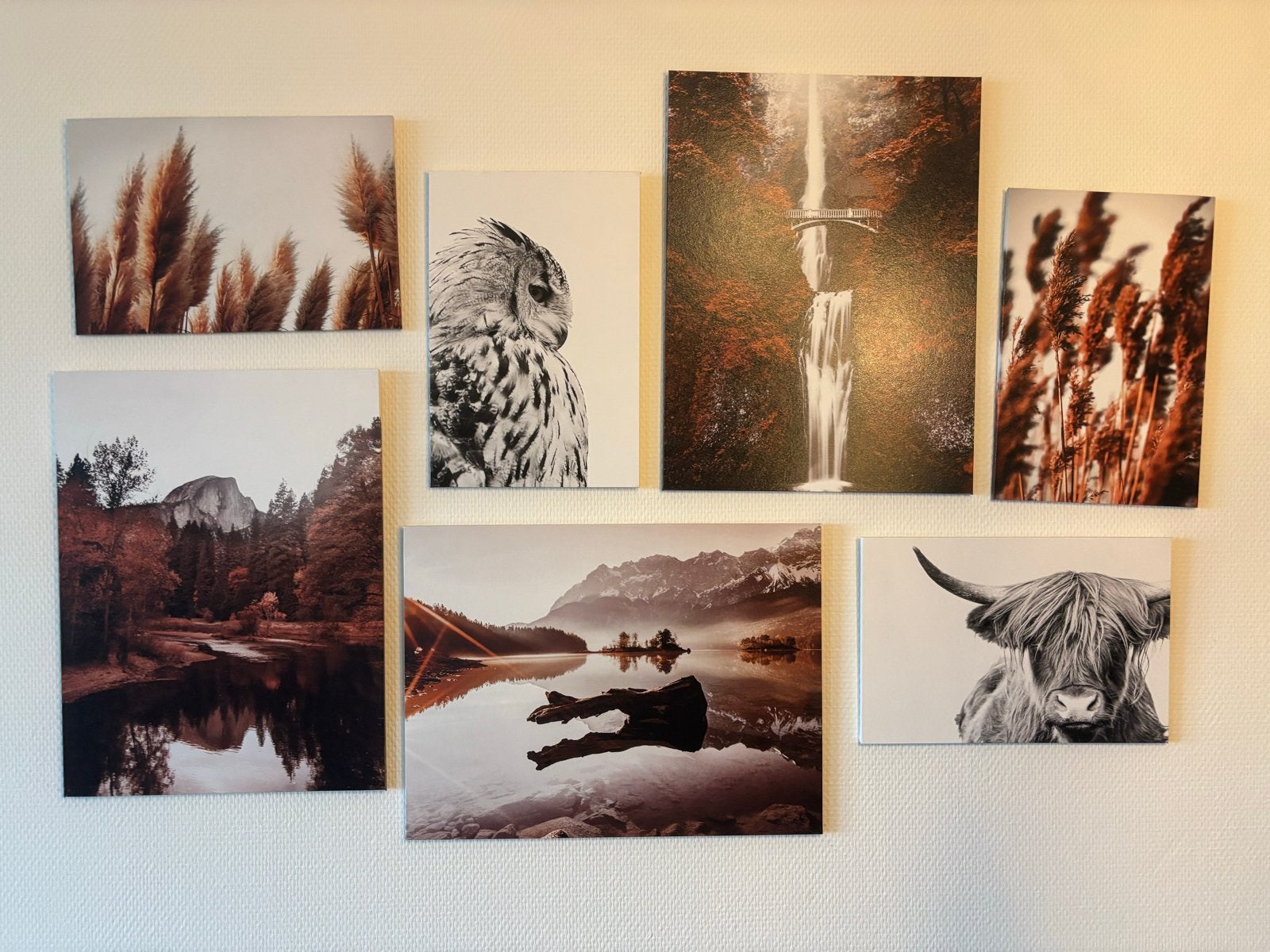 Set van 7 bronzen schilderijen - Natuur en Dieren, 50 – 75, Gebruikt, Ophalen of Verzenden, Schilderij