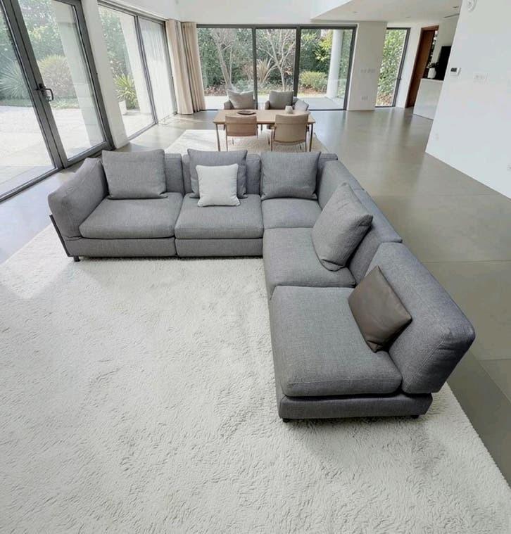 Flexform Zeno modulaire design bank 5 elementen 285x285cm, Huis en Inrichting, Ophalen of Verzenden, Leer