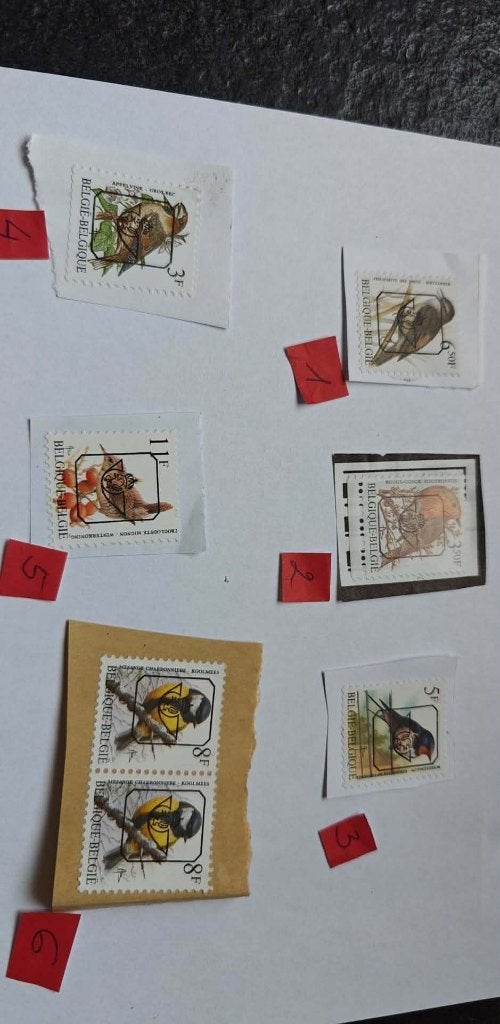 postzegels Belgie vogels set 7 stuks lot bieden, Met stempel, Frankeerzegel, Ophalen of Verzenden, Gestempeld