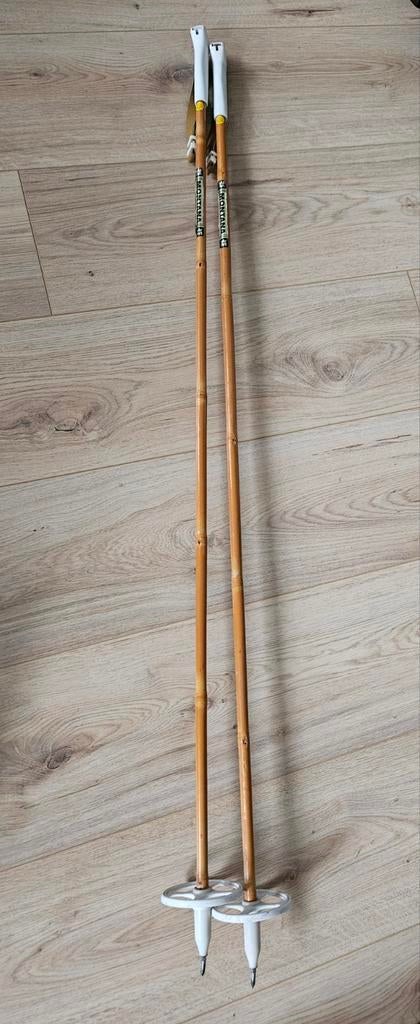 Vintage Montana bamboe skistokken - 140 cm, Sport en Fitness, Skiën en Langlaufen, Stokken, 100 tot 140 cm, Zo goed als nieuw