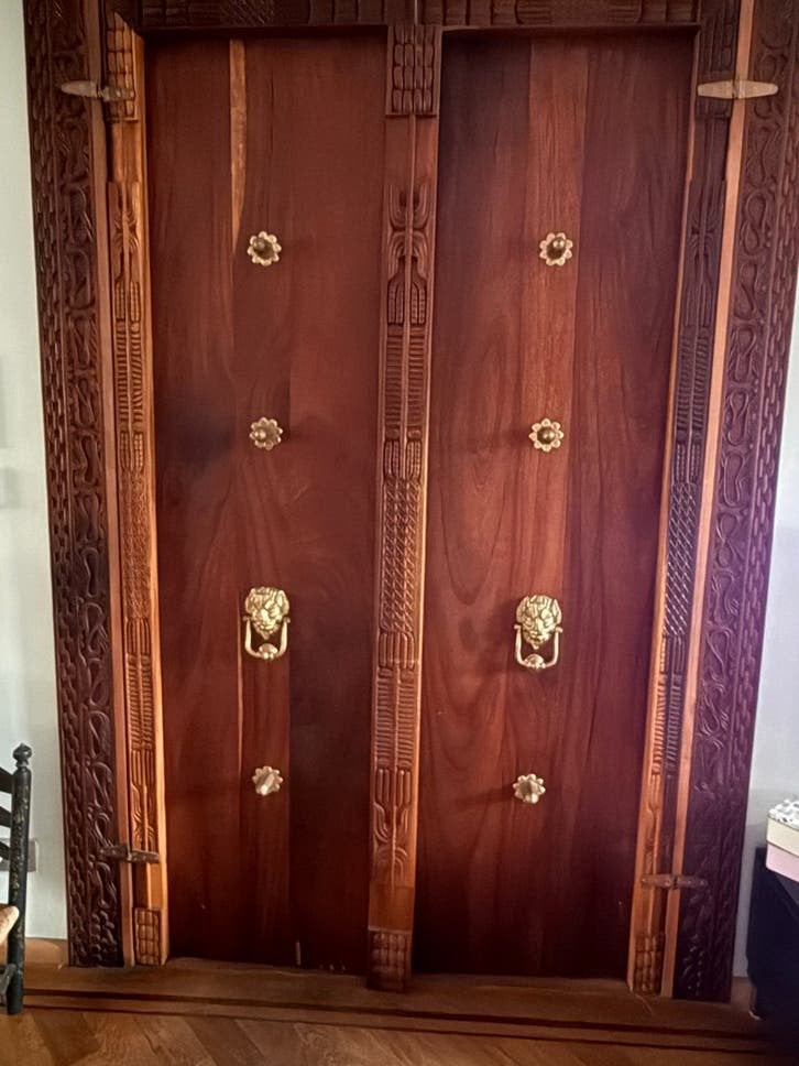 Massieve hardhouten Bali deuren met prachtig houtsnijwerk, Binnendeur, Ophalen of Verzenden, Zo goed als nieuw, Hout