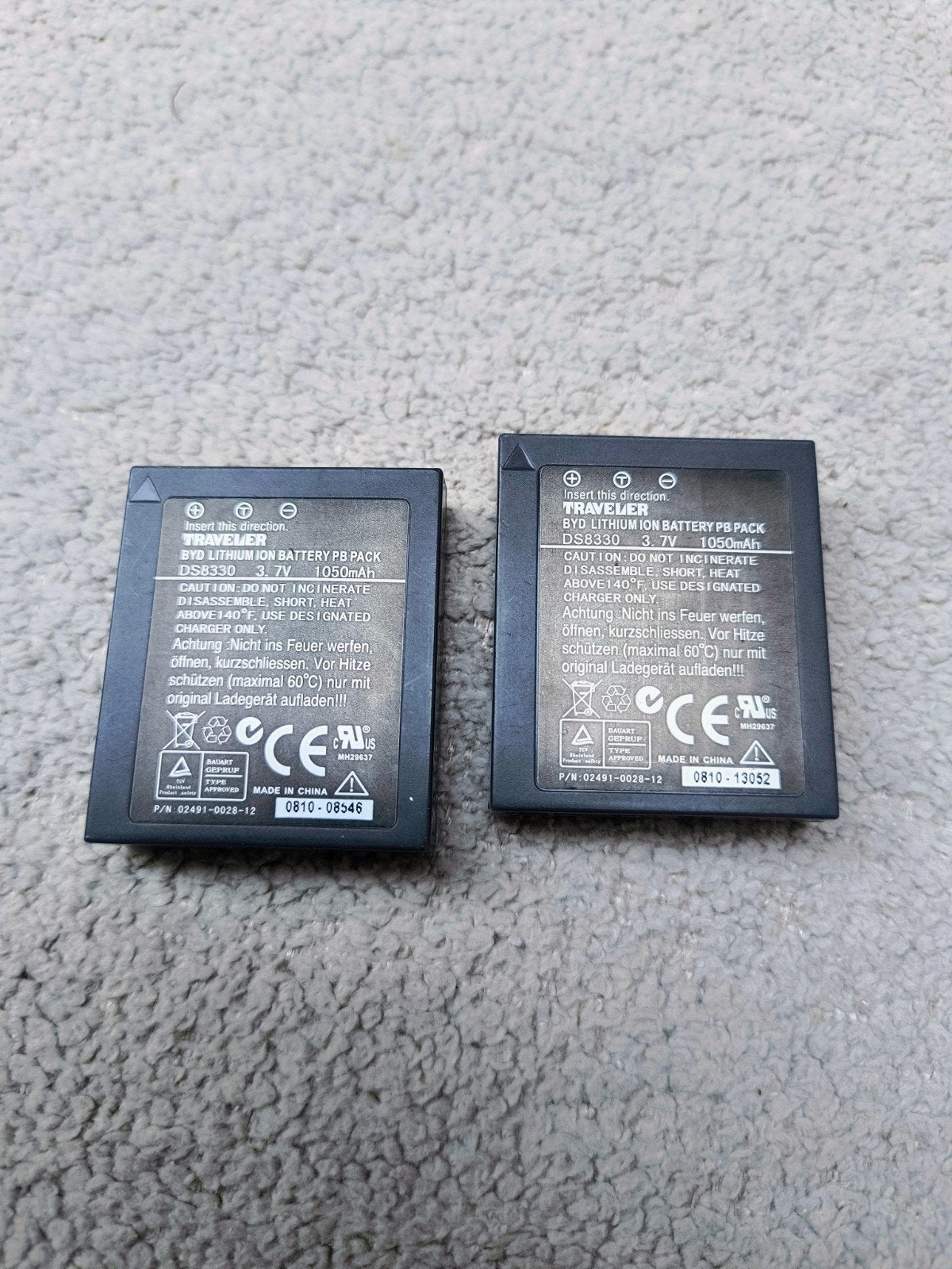 2x Traveller PB 8330 Lithium Batterijen 3.7V 1050mAh, Audio, Tv en Foto, Accu's en Batterijen, Ophalen of Verzenden, Gebruikt