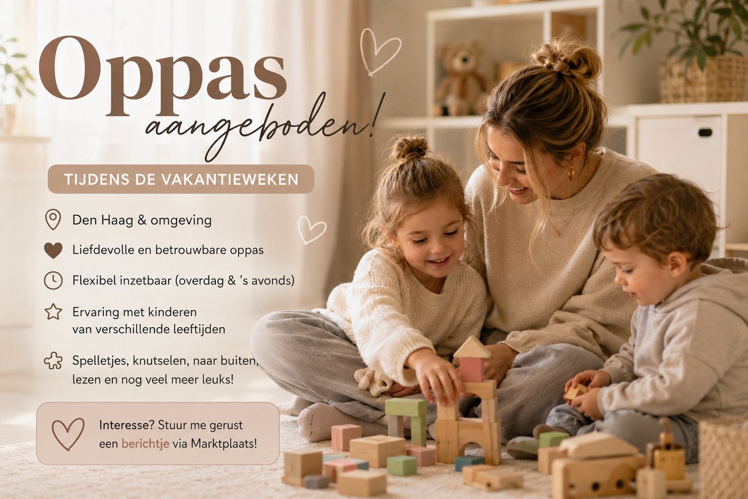Oppas beschikbaar tijdens de zomervakantie ️, Ophalen of Verzenden