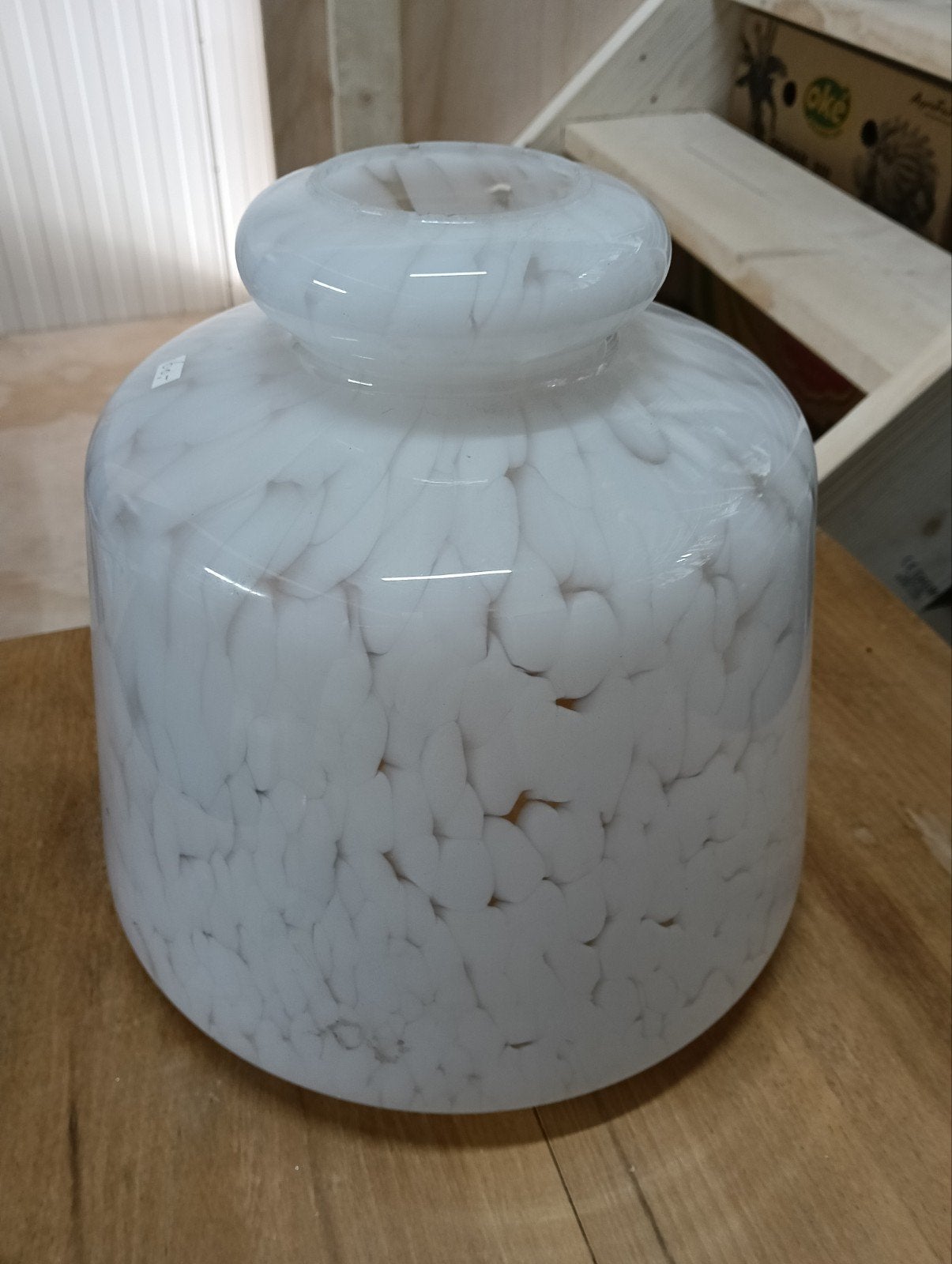 Witte glazen lampenkap, 30 cm hoog, 7,4 cm opening, Gebruikt, Niet van toepassing, Wit, Rond