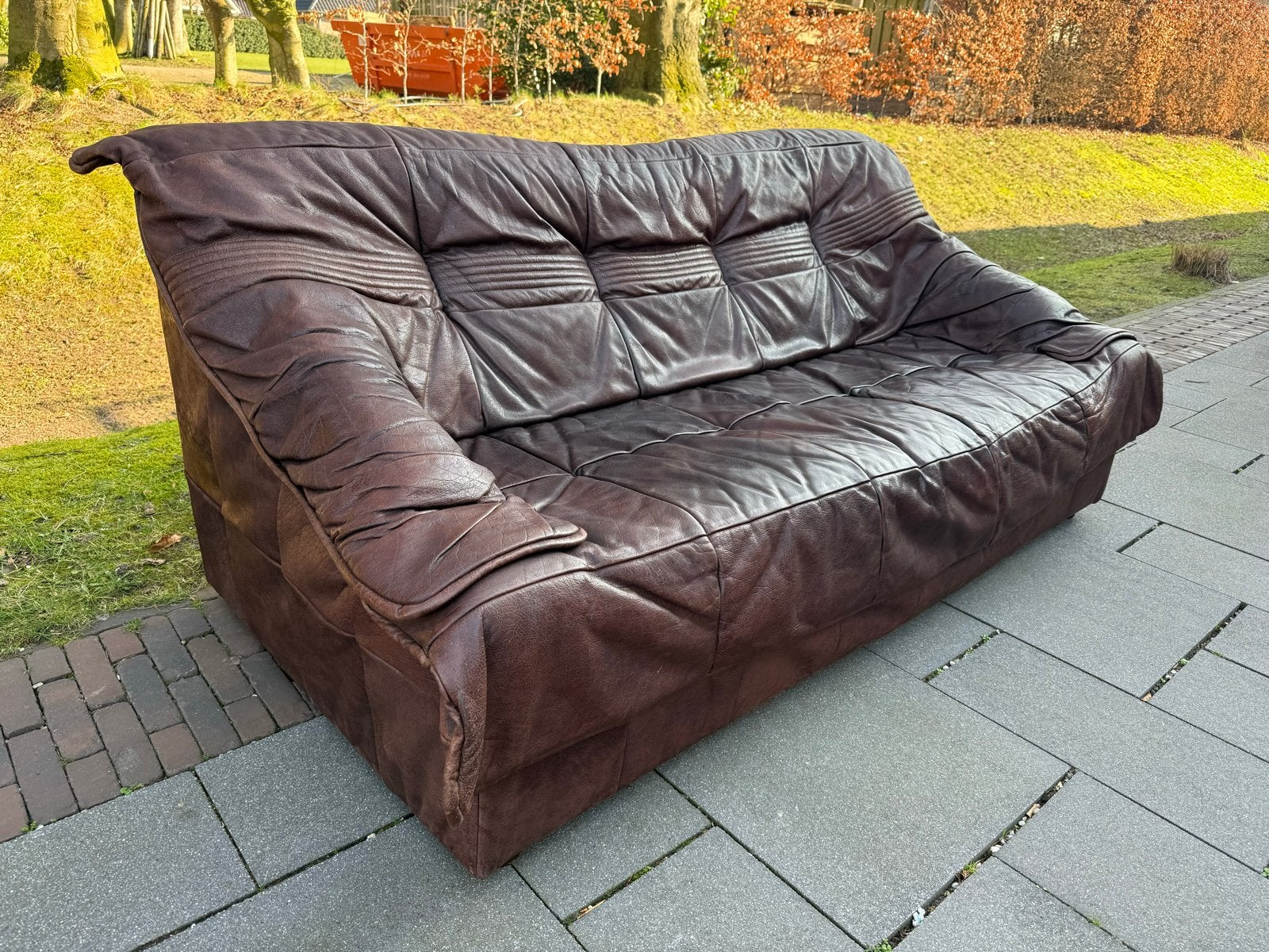 Comfortabele vintage bruine leren bank