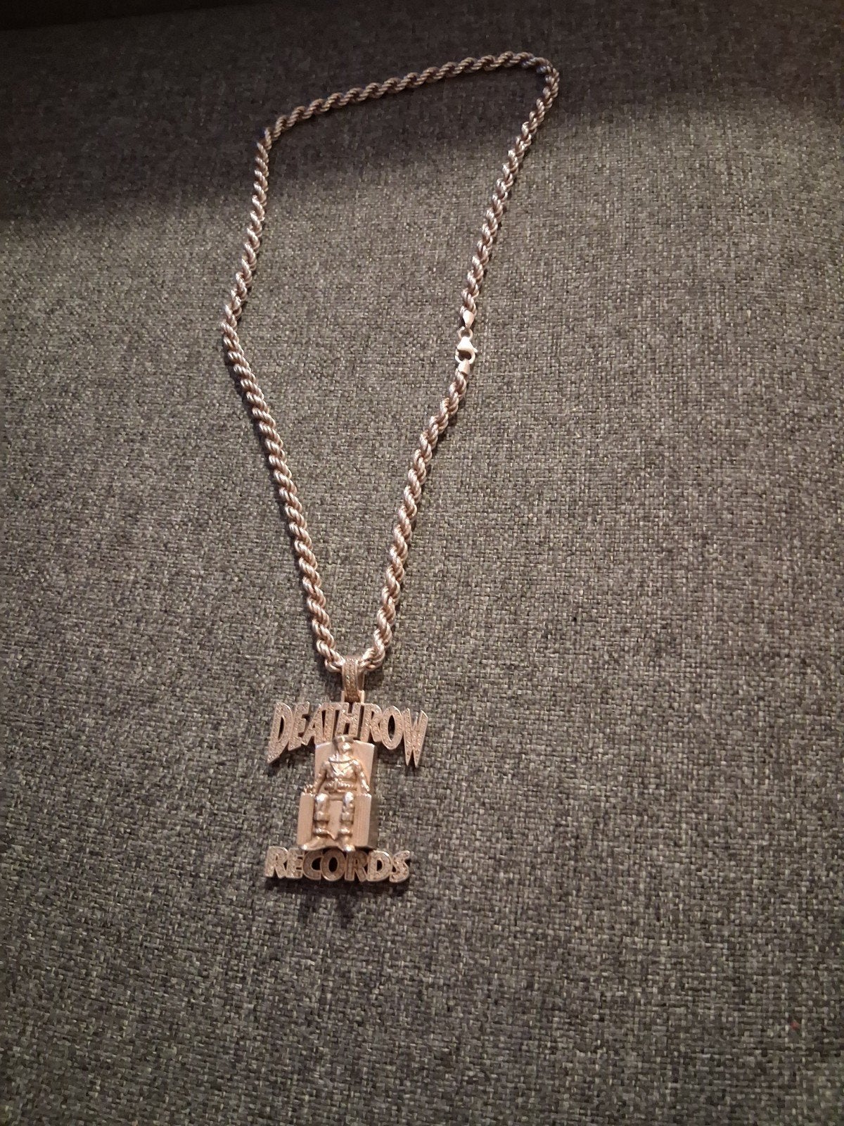 925 Zilveren Rope Ketting met Death Row Hanger - 100 gram, Met hanger, Gebruikt, Ophalen of Verzenden, Zilver