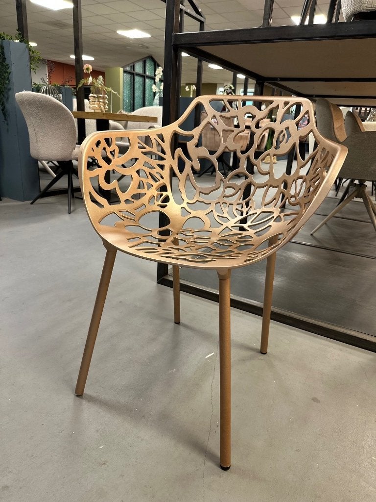1x aluminium tuinstoel goud - metalen stoel goud - cast, Ophalen, Overige kleuren, Nieuw, Metaal