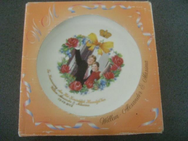 bord: huwelijk willem alexander , maxima, Ophalen of Verzenden, Zo goed als nieuw, Servies