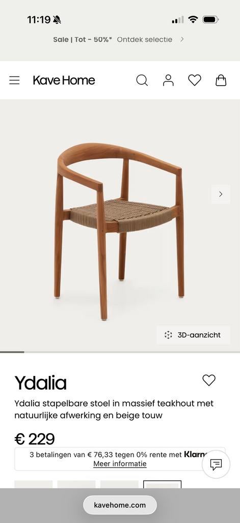 (Tuin) stoel Ydalia Kave Home 5 stuks, Ophalen, Zo goed als nieuw