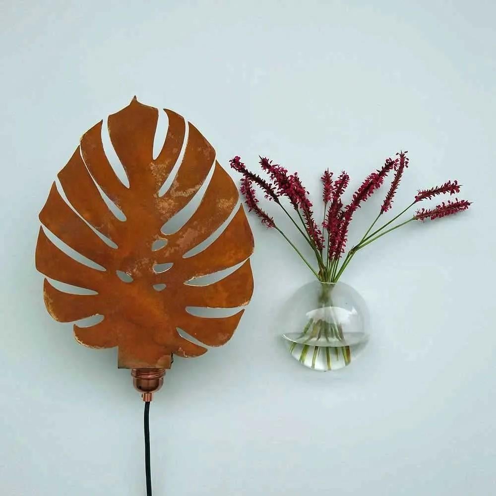 Wandlamp Cortenstaal DIY: Monstera en Cactus, I am Recycled, Nieuw, Info@iamrecycled.nl, Metaal