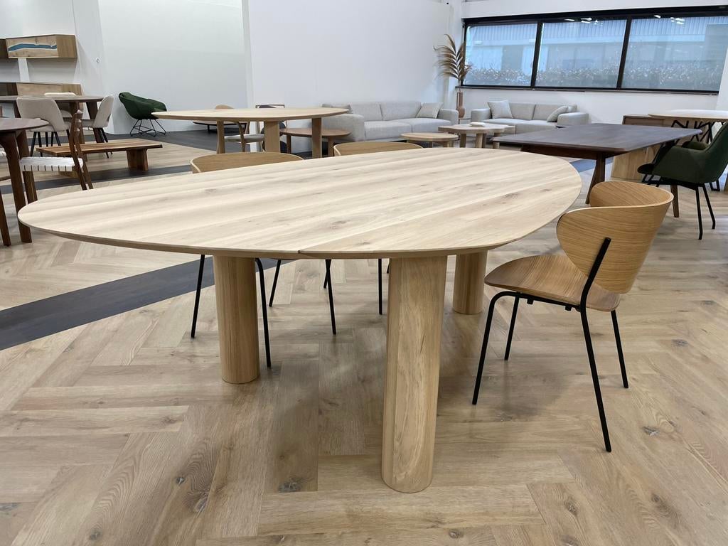 Eiken eettafel  – organische / kiezelvormige tafel 250x130cm, Ophalen, Eikenhout, 200 cm of meer, 50 tot 100 cm
