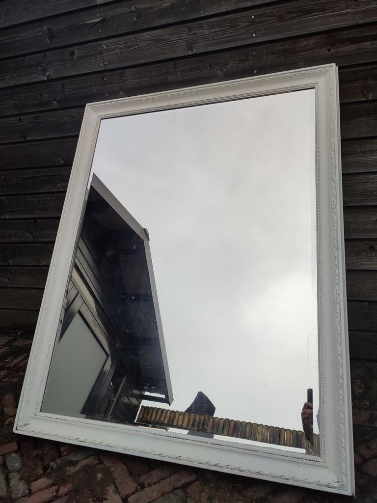 Grote spiegel met houten lijst - 105x135 cm, Ophalen, Gebruikt, 100 tot 150 cm, 100 tot 125 cm