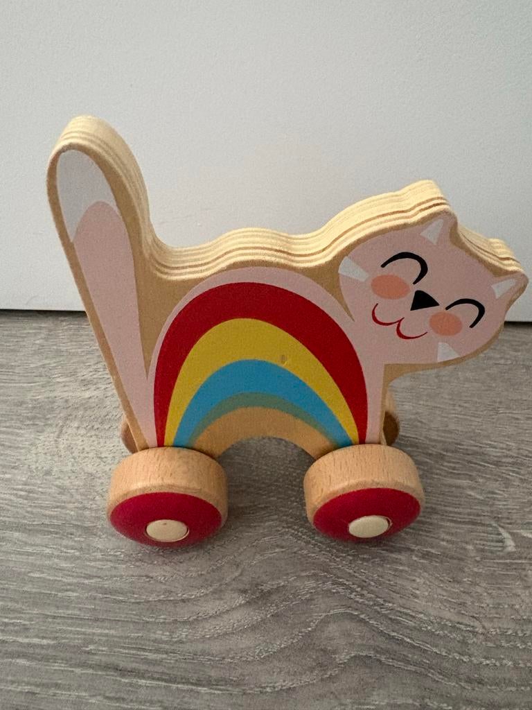 Houten Duwfiguur Kat - Petit Monkey, Ophalen of Verzenden, Gebruikt, Duw- of Trekspeelgoed