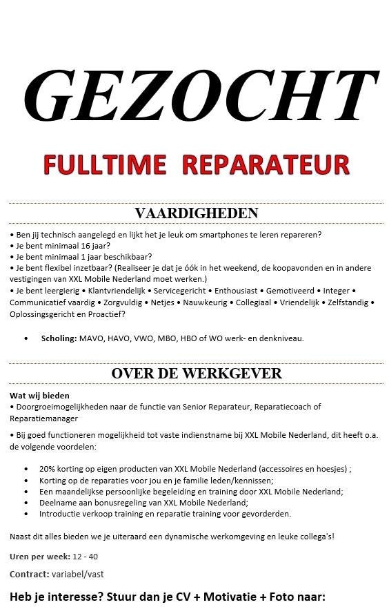 Parttime-Fulltime Personeel gezocht XXL Mobile Sneek, Vacatures, Vacatures | Detailhandel en Winkelpersoneel, Starter, Overige vormen