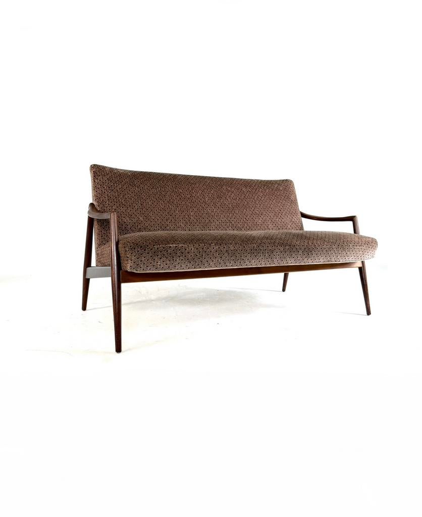 Vintage 3-zits & fauteuil, Harmut Lohmeyer, Wilkhahn ‘60, Hout, Driepersoons, 75 tot 100 cm, Ophalen of Verzenden