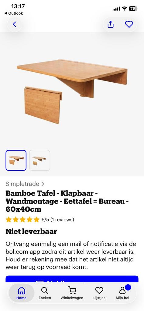 Inklapbare wandtafel – SoBuy – ruimtebesparend, Ophalen, 100 tot 150 cm, Zo goed als nieuw, 25 tot 50 cm