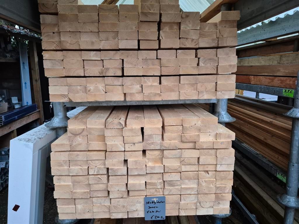 38x89mm vuren sls 300 en 480cm lengtes AANBIEDING!, Ophalen, Nieuw, 250 cm of meer, Balken