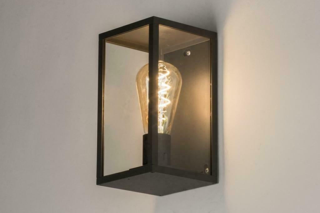zwart lantaarn lamp buitenlamp glas tuin schuur hek wandlamp, Tuin en Terras, Ophalen of Verzenden, Hanglamp, Led, Nieuw
