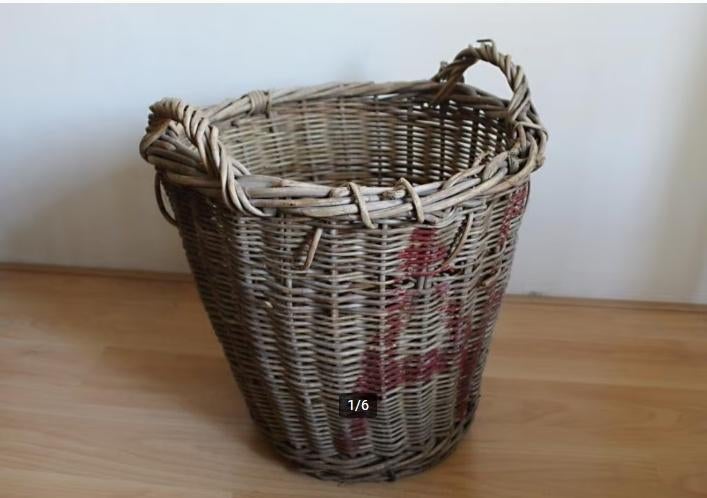 Grote vintage rieten mand / fruitmand / aardappelmand, Huis en Inrichting, Woonaccessoires | Schalen en Manden, Gebruikt, Mand