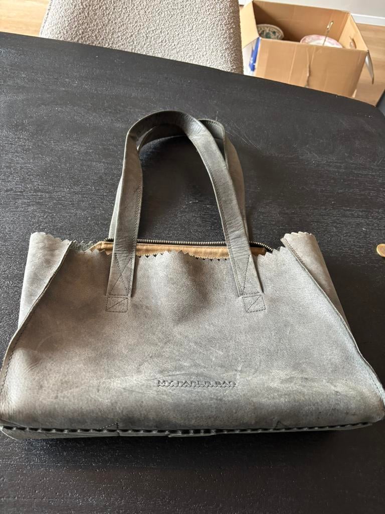 My Paper Bag schoudertas tas leder/suede damestas, Sieraden, Tassen en Uiterlijk, Tassen | Damestassen, Gebruikt, ., Ophalen of Verzenden
