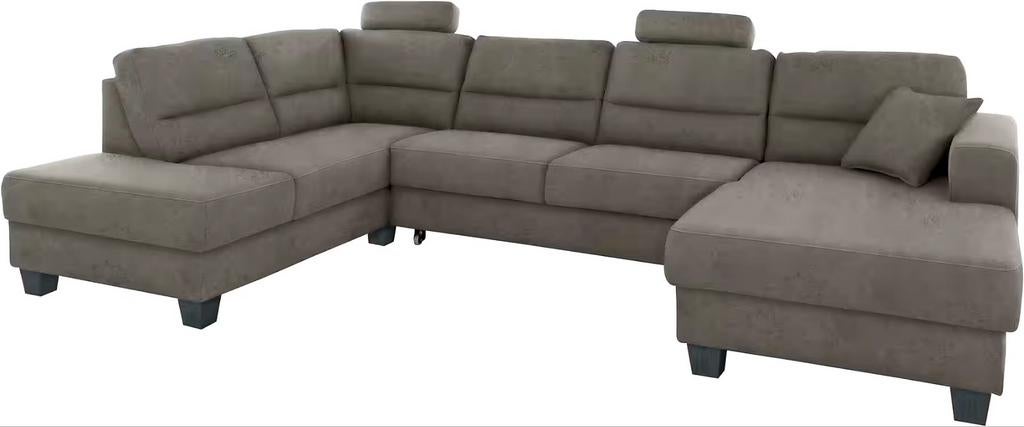 Nieuwe mega Ubank grijs luxe microvezel slaapbank loungebank, Keizer, Keizer, Hoekbank, 300 cm of meer