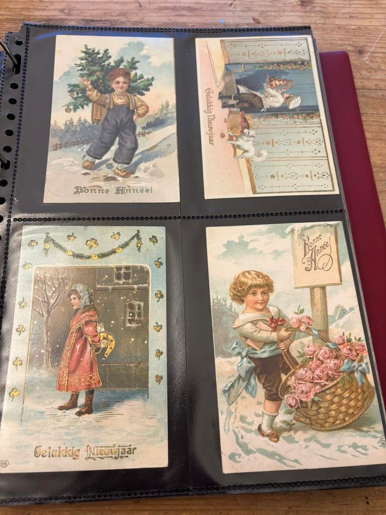 Antieke kerstkaarten kerst kaarten nieuwjaar fantasie 1890, Ophalen of Verzenden, Voor 1920, Feest(dag)