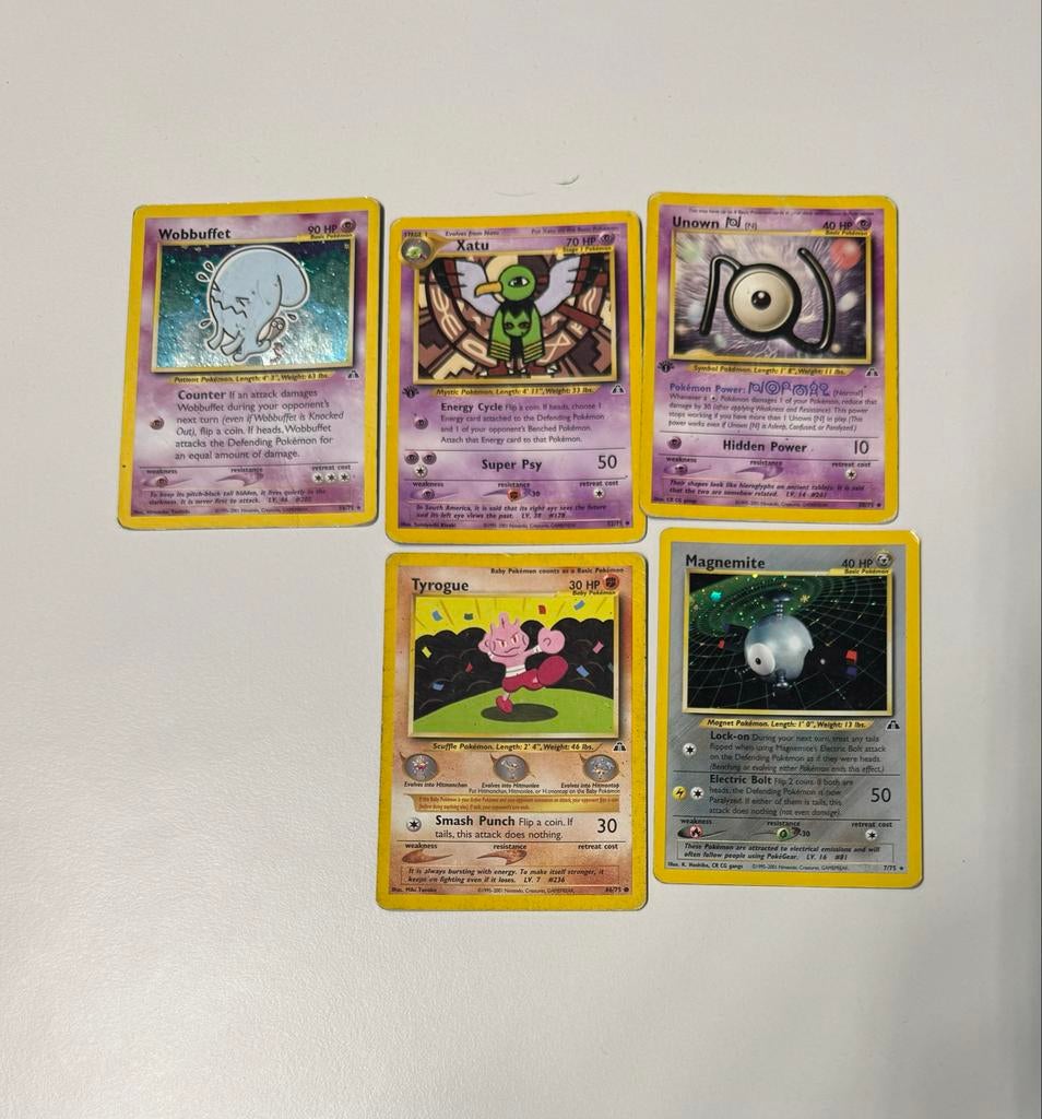 Pokemon Kaarten Set - Wobbuffet, Xatu, Unown, Tyrogue, Ophalen, Gebruikt, Meerdere kaarten