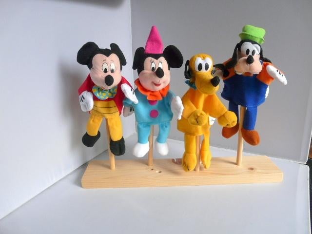 Disney # 4 handpopjes - Mickey - Goofy - Pluto - Minnie, Ophalen of Verzenden, Mickey Mouse, Zo goed als nieuw, Beeldje of Figuurtje