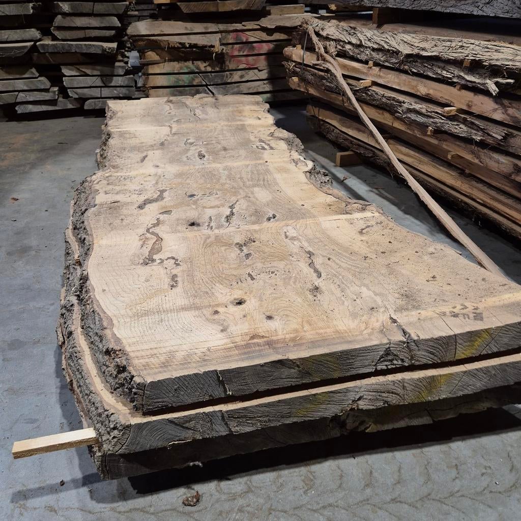3 Esdoorn Boomstam Tafelbladen - Uniek!, Doe-het-zelf en Verbouw, Hout en Planken, Ophalen, Gebruikt, 200 tot 250 cm, Plank