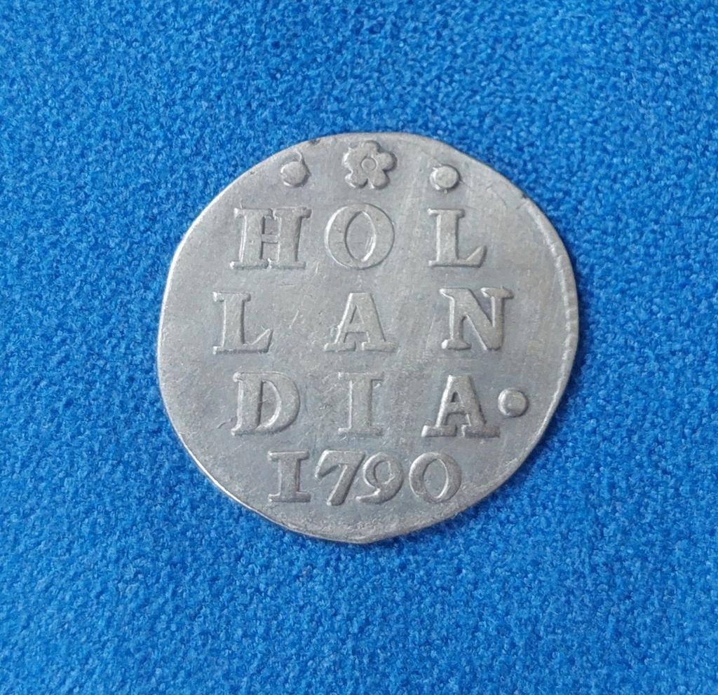 Zilveren munt 1790 2 stuiver Hollandia, Postzegels en Munten, Ophalen of Verzenden, Vóór koninkrijk, Overige waardes