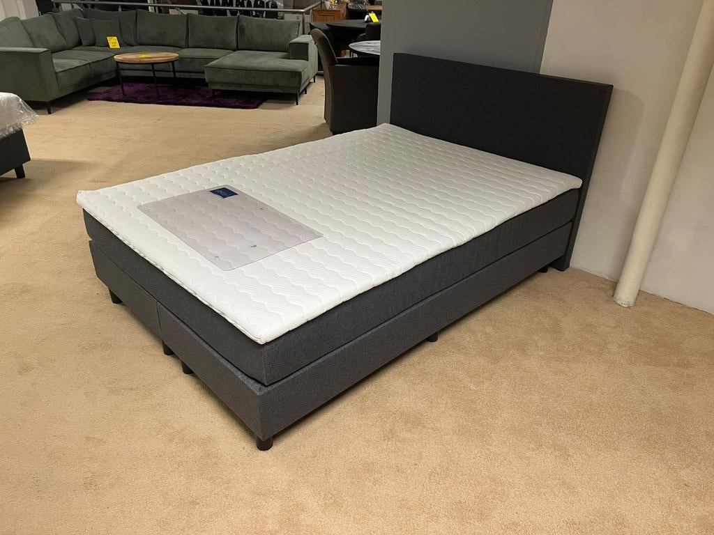 Boxspring 140/160/180 x 200 Pocketveer matras + topper NIEUW, Ophalen, 200 cm, Grijs, Nieuw