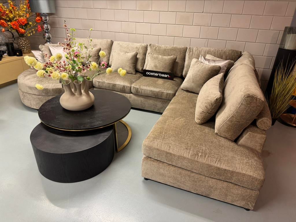 Luxe Velvet Teddy U-bank Nepal Round 180x375x250cm UNIEK, Info@oosterbaanwonen.nl, Venus 31 8448CE Heerenveen, Hoekbank, Oosterbaan Wonen