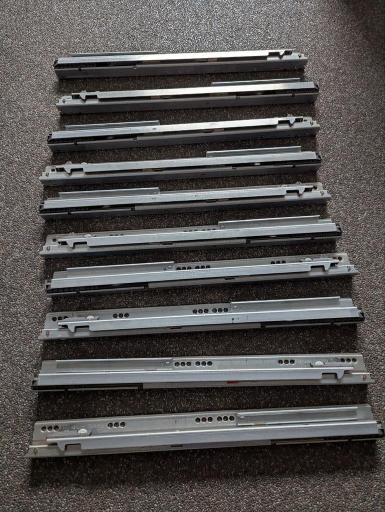 10 Blum TANDEMBOX ladegeleiders, Ophalen, Gebruikt, 50 tot 100 cm, Minder dan 100 cm
