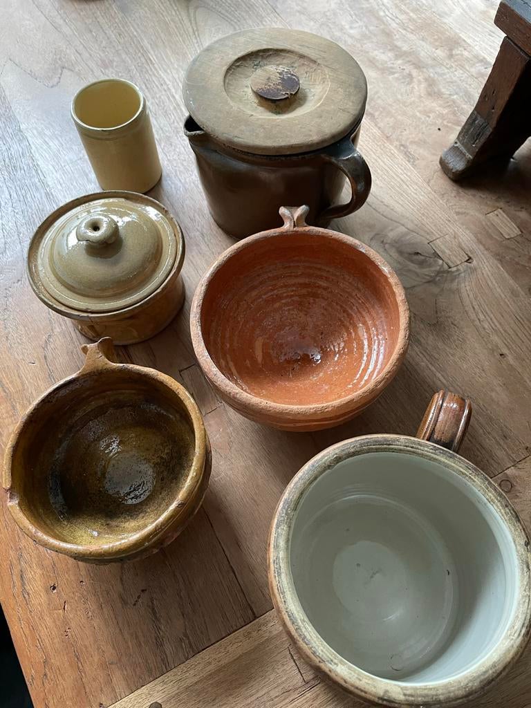 Oude steengoed testjes en zoutpotten, Antiek en Kunst, Antiek | Keramiek en Aardewerk, Ophalen of Verzenden