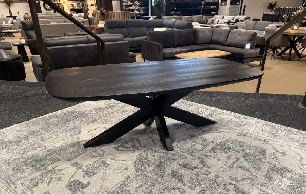 Salontafel Deens ovaal 130cm Zwart Direct/Leverbaar E-2253, 100 tot 150 cm, Nieuw, 50 tot 100 cm, #Salontafel#Zwart#Ovaal#Spinpoot#Deens#Meubel