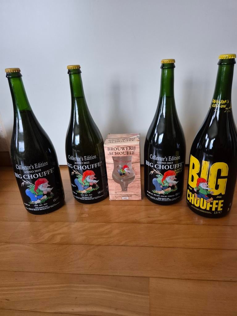 Big Chouffe flessen 4x nog vol, Verzamelen, Biermerken, Nieuw, Flesje(s), Overige merken, Ophalen