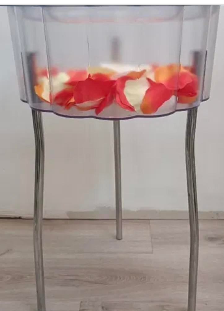 2 ikea Hatten Ehlen Johansson bijzettafel transparant, Ophalen, Design, Rond, Zo goed als nieuw