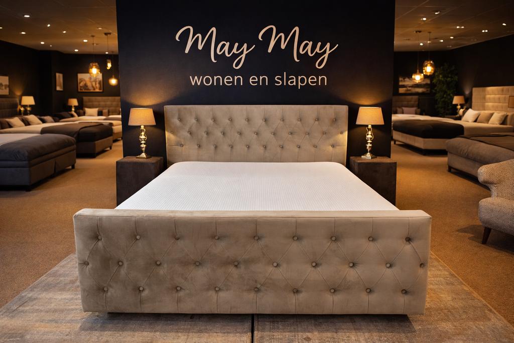 Boxspring 180 Beige Gecapitonneerd met Emma matras E-7178