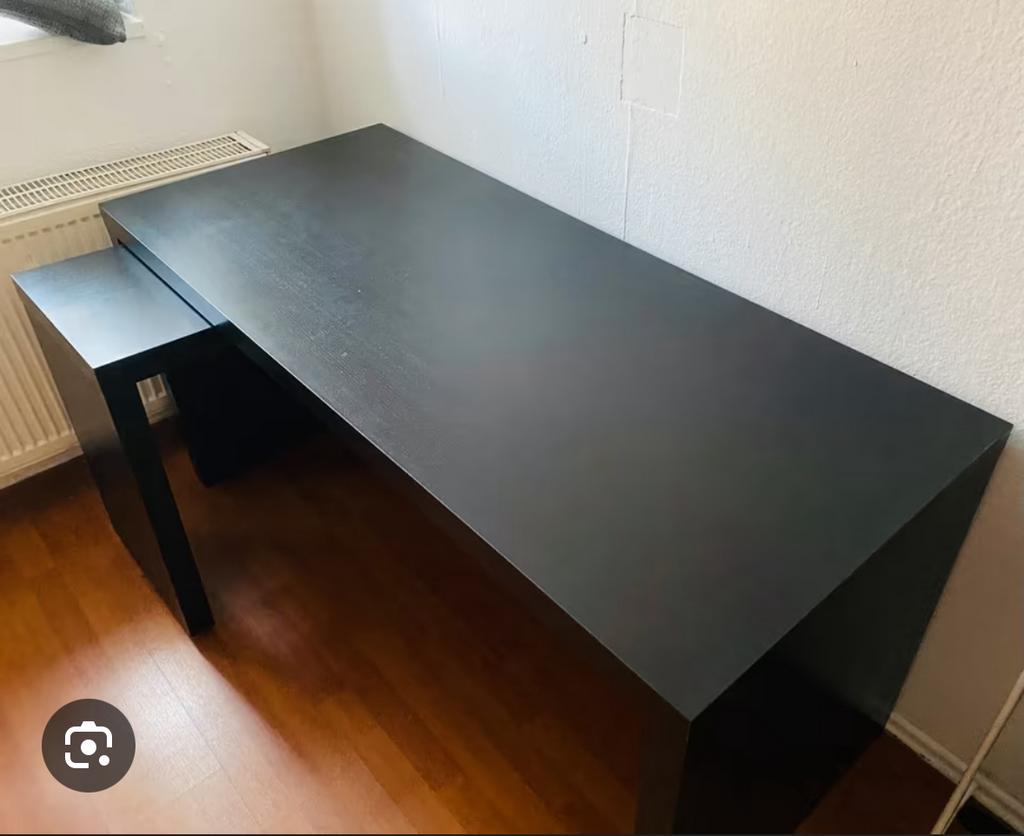 Ikea Malm Bureau met uittrekpaneel - Zwartbruin, Ophalen, Gebruikt