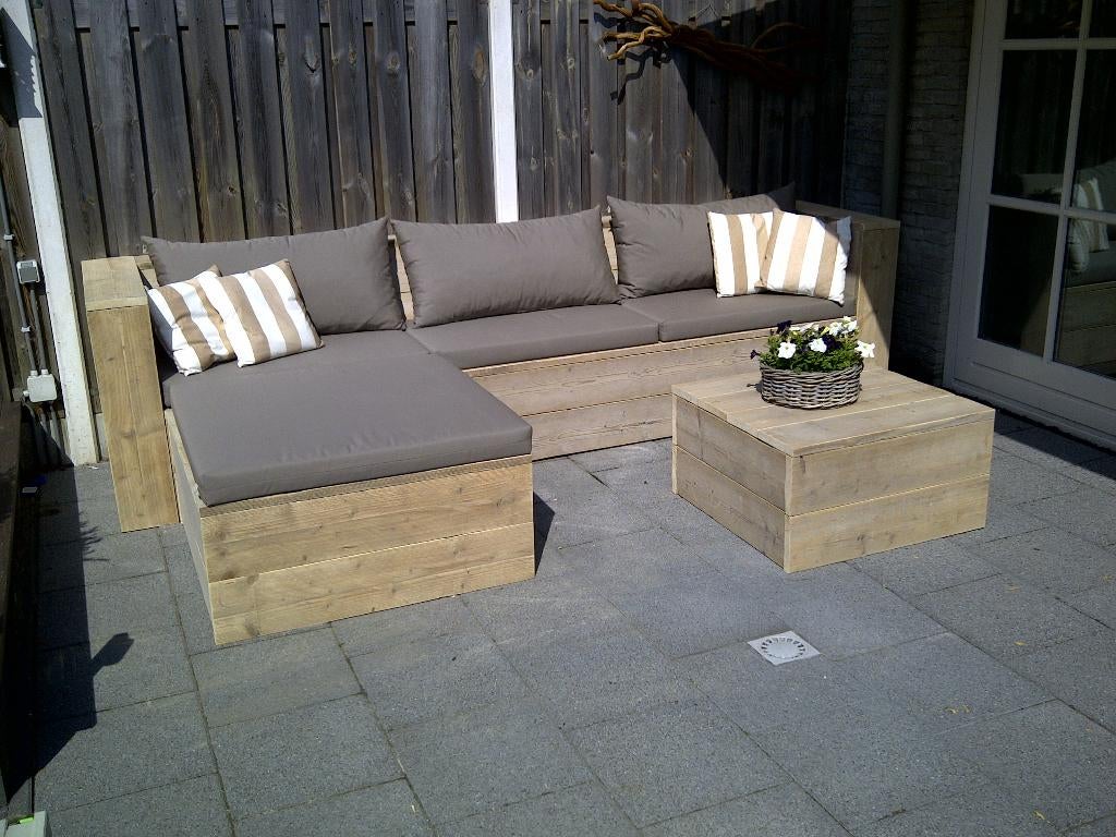 Unieke kwaliteit loungeset, loungebank van steigerhout, Ophalen, Nieuw, Steigerhout, Loungeset