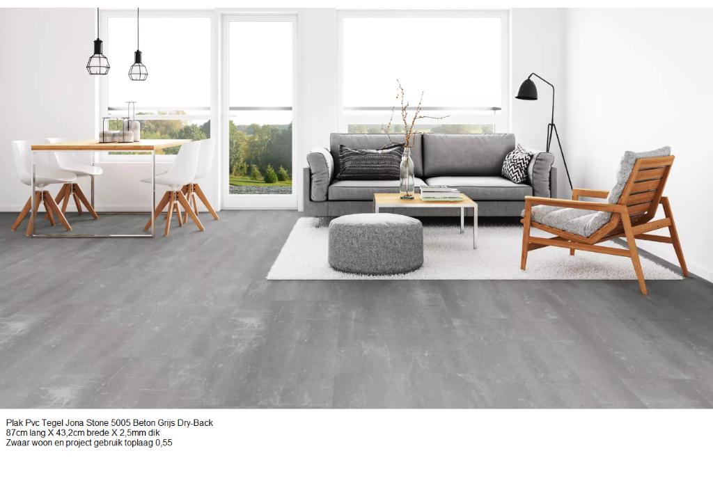 Plak Pvc Tegel Jona stone 5005 2,5mm 0,55 €14,95m2, Plak pvc tegel, 75 m² of meer, Nieuw, Ophalen of Verzenden