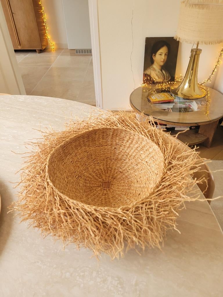 Geweven gras sisal mand schaal vetiver Madagascar, Ophalen of Verzenden, Rond, Riet