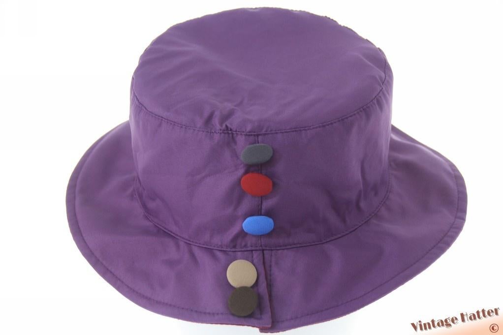 Dames regen buckethoed Hawkins knopen lila paars 1 size fits, Hoed, Hawkins, Nieuw, One size fits all