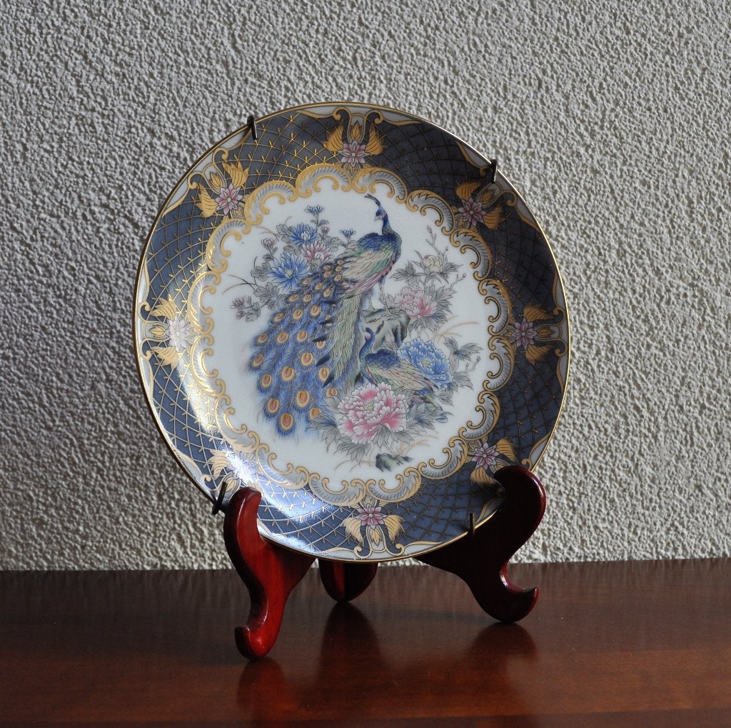 Vintage KLEIN Chinees Bord Vaasje Pauw 16 cm 11,5 cm, Antiek en Kunst, Ophalen of Verzenden