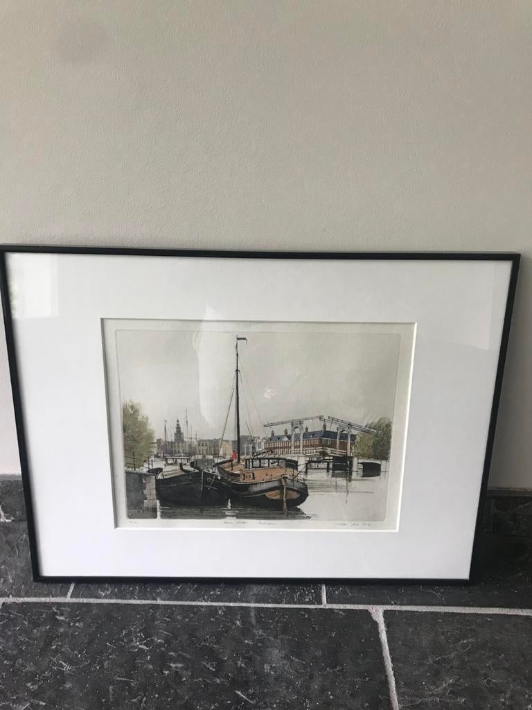 Michael John Hunt gekleurde ets, Antiek en Kunst, Ophalen of Verzenden