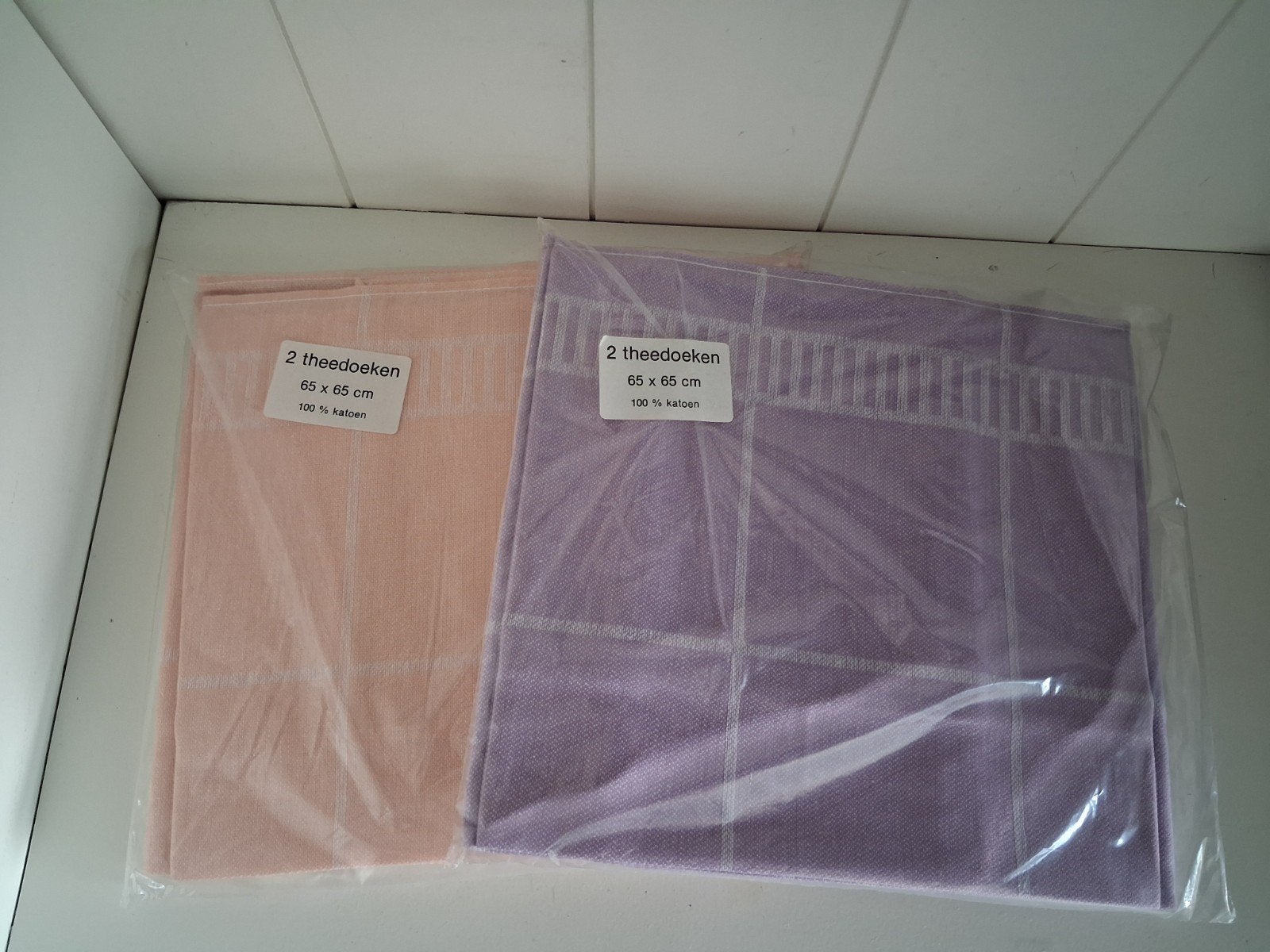 Vintage theedoeken 4 stuks pastel, Katoen, Meerkleurig, Wasbaar, Nieuw