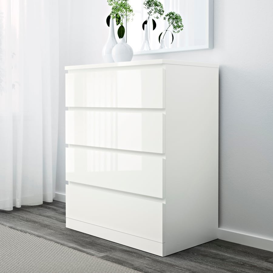 Ikea Malm ladekast, 4 lades, glans wit, 80x100cm in doos., Ophalen, 100 tot 150 cm, Nieuw, 50 tot 100 cm